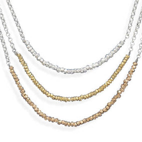 19" Triple Strand Necklace with Tri Color Beads