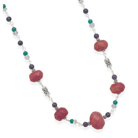 18"+2" Multistone Bead Necklace
