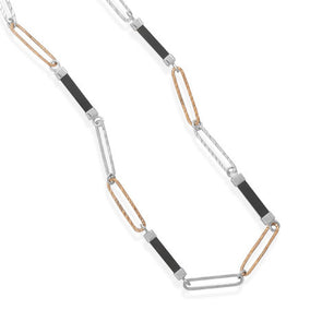 33"+1" Two Tone and Wood Necklace