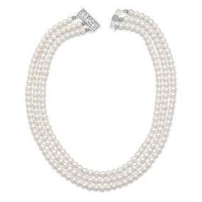 15"-17" Triple Strand Cultured Freshwater Pearl Necklace