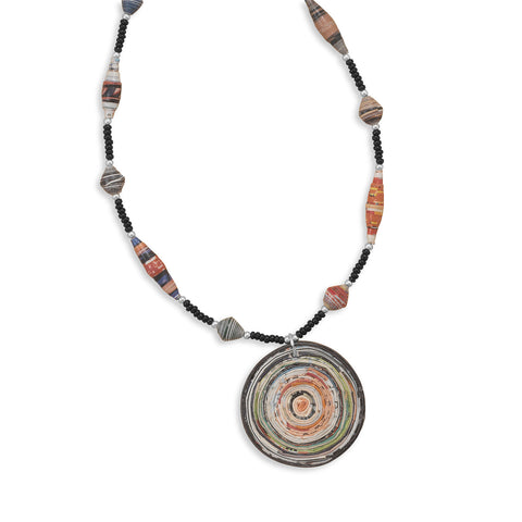 16"+ 2" Recycled Paper Necklace with Drop
