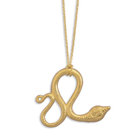 16"+2" 14 Karat Gold Plated Necklace with Snake Pendant