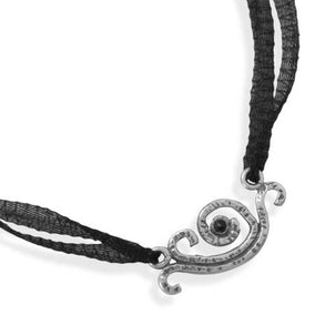 18" Organza Necklace with Black Onyx Pendant