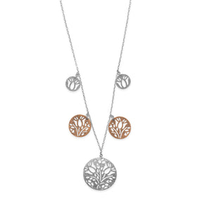 21" Silver and Copper Disc Necklace