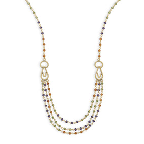 18" 14 Karat Gold Plated Multistone Necklace