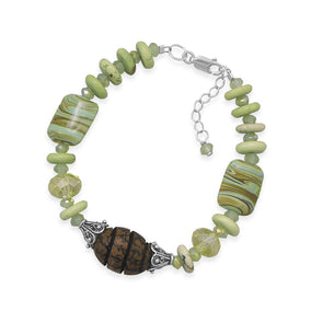 7"+1" Multistone and Wood Bead Bracelet