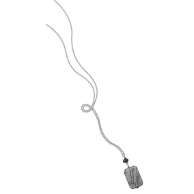 30" Necklace with Black Onyx and Jasper Drop