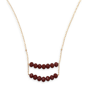 20" 14/20 Gold Filled Burgundy Glass Ladder Necklace