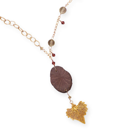 18" 14/20 Gold Filled Necklace with Gold Dipped Leaf Drop