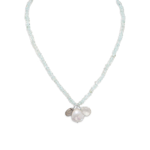 15.5" + 1.5" Blue Topaz Multicharm Necklace