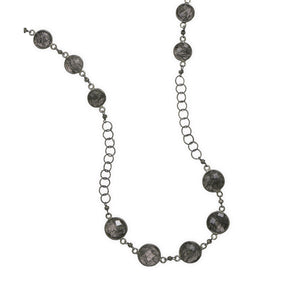 18" + 1.5" Rhodium Plated Rutilated Quartz Necklace