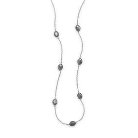 24" Rhodium Plated Pebble Bead Necklace