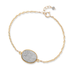 7" + .5" 14/20 Gold Filled Silver Druzy Bracelet