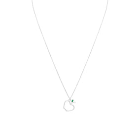 18" Apple Necklace with Green CZ Leaf