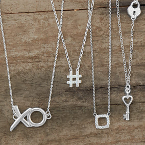 16" + 2" Polished Kiss and Hug "XO" Necklace