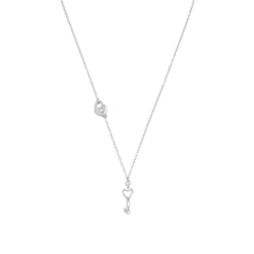 18" Off Center Lock and Key Charm Necklace