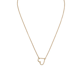 16" + 2" 14 Karat Gold Plated Sideways Heart Necklace