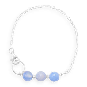 7" Handmade Faceted Blue Quartz Bracelet