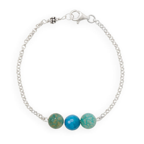 7" Handmade Bracelet with Faceted Fire Agate Bar