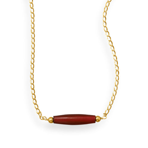 16" Handmade 14/20 Gold Filled Red Horn Necklace