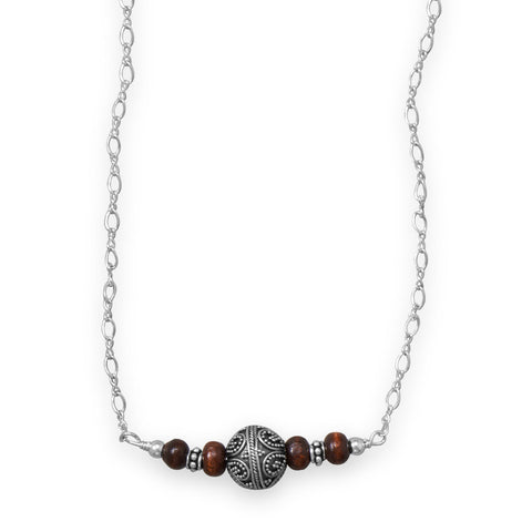 Handmade Bali and Wood Bead Bar Necklace