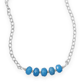 16" Handmade Blue Quartz Rondell Bead Necklace