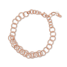 8" 14 Karat Rose Gold Plated Diamond Cut Link Bracelet