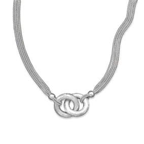 Rhodium Plated Multistrand Necklace with Locked Links Design