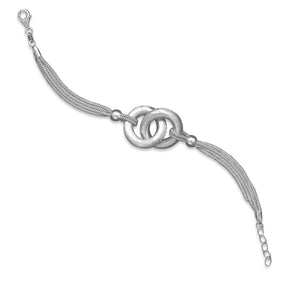 Rhodium Plated Multistrand Bracelet with Locked Links Design
