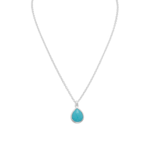 16" + 2" Freeform Faceted Turquoise Pear Drop Necklace