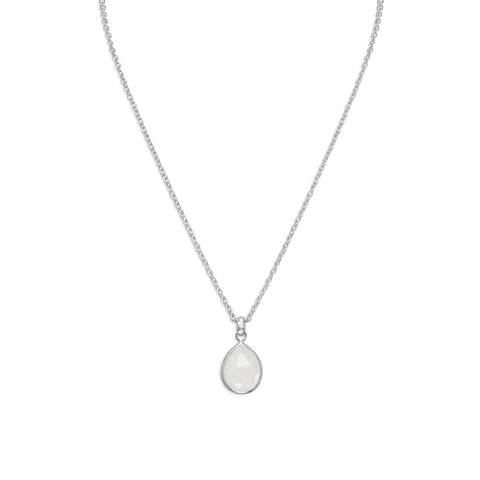 16" + 2" Freeform Faceted Pear Moonstone Necklace