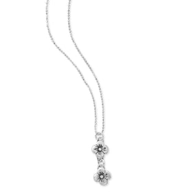 18" Oxidized Double Flower Drop Necklace