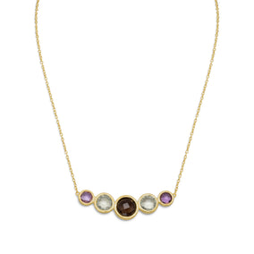 16" + 2" 18 Karat Gold Plated Necklace with Amethyst and Quartz