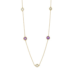 42" 18 Karat Gold Plated Amethyst Necklace
