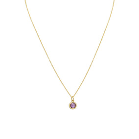 16" 18 Karat Gold Plated Necklace with Faceted Amethyst Drop