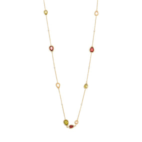 36" 14 Karat Gold Plated Multicolor Pear CZ Necklace