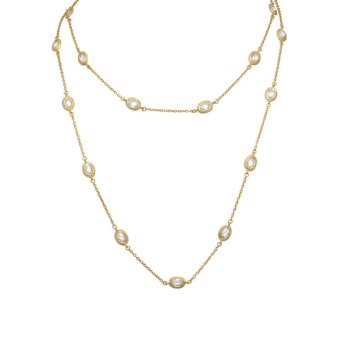36" 14 Karat Gold Plated Clear CZ Necklace
