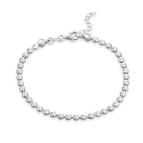 7" + 1" Rhodium Plated Diamond Cut Disc Bracelet