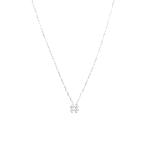 18" + 2" CZ "#" Hashtag Necklace