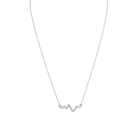 18" Rhodium Plated Heartbeat Necklace
