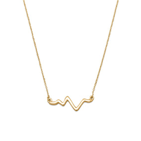 18" 14 Karat Gold Plated Heartbeat Necklace