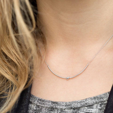 16" + 2" Rhodium Plated Knot Necklace