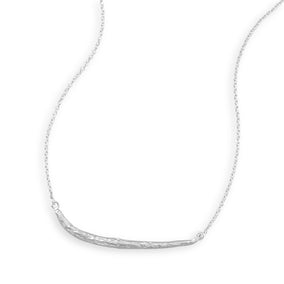 17" + 1" Rhodium Plated Textured Bar Necklace