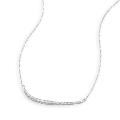 17" + 1" Rhodium Plated Textured Bar Necklace
