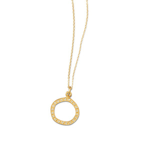 16" + 2" 14 Karat Gold Plated Necklace with Open CZ Circle