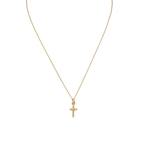 16" + 2" 14 Karat Gold Plated Cross Necklace