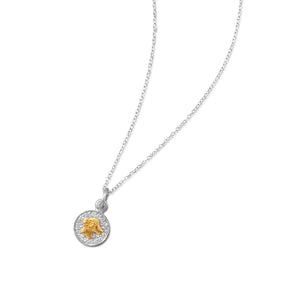 Rhodium Plated Two Tone Zodiac Necklace - Aries