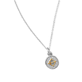 Rhodium Plated Two Tone Zodiac Necklace - Sagittarius