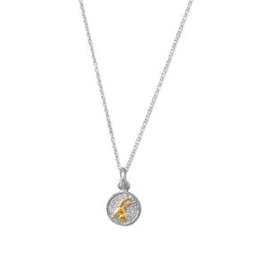 Rhodium Plated Two Tone Zodiac Necklace - Capricorn
