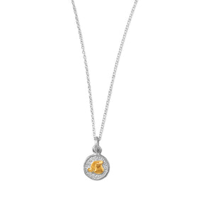 Rhodium Plated Two Tone Zodiac Necklace - Aquarius
